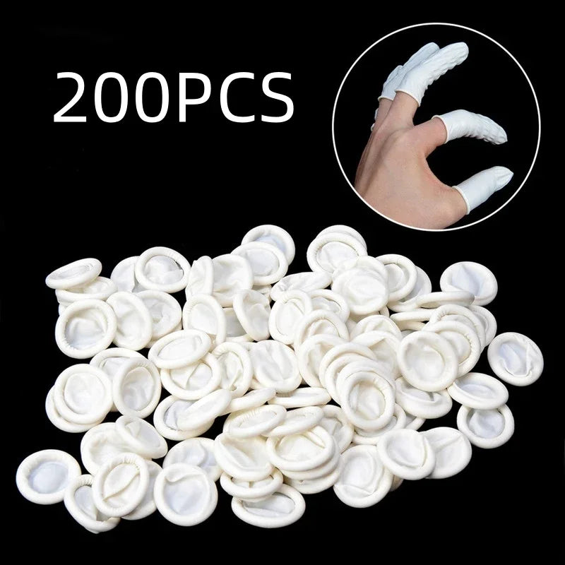 100/200pcs Disposable Finger Gloves One Size Fits All Anti-Slip and Anti-Static Latex Finger Gloves Fingertip Protection Gloves