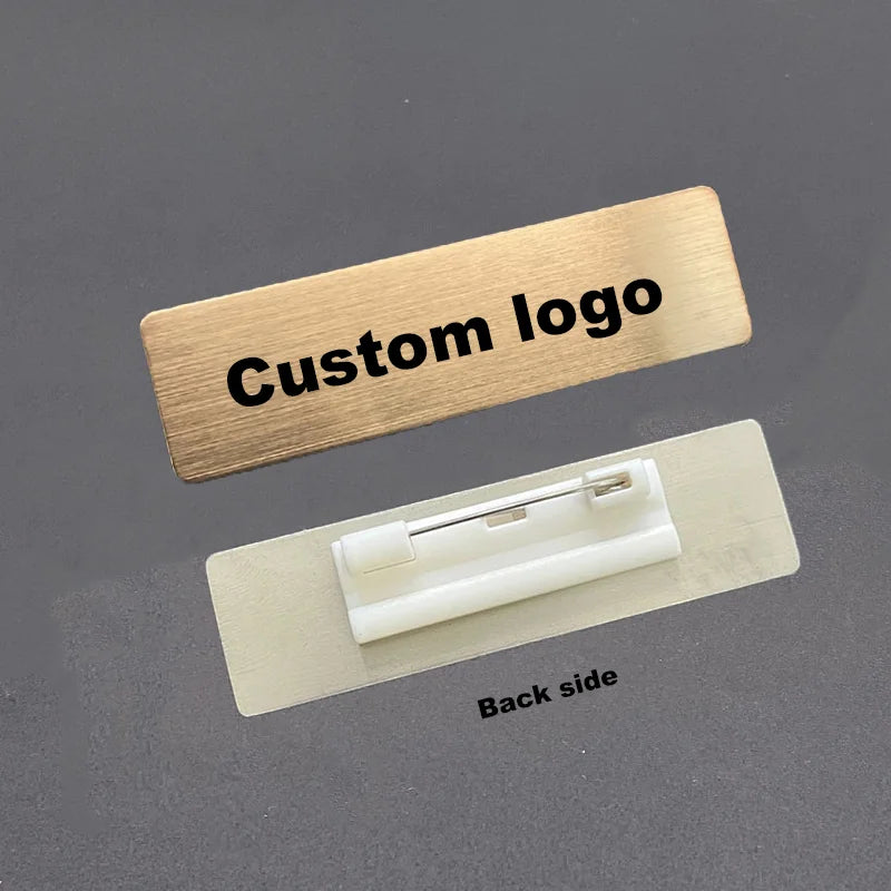 7*2cm Customize Logo/Name Stainless Steel Nametag Brooch with Brushed Finish Customize Company Brand Employee Identification