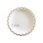 Gold and White Disposable Tableware Set with Paper Plates, Straws, and Cups, Perfect for Birthdays, Weddings, Baby Showers