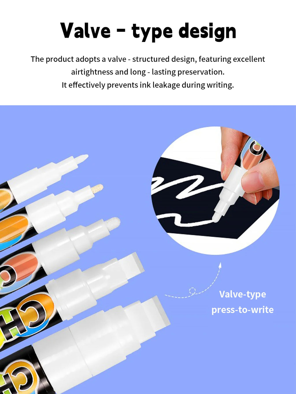 1/3 Pcs White Liquid Chalk Painting, Marking Erasable Dust-free Water-soluble Marking Pen School Classroom Office Supplies