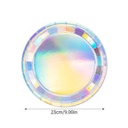 Silver Laser Paper Disposable Tableware Set Dinner Paper Plate Cup Napkin Tablecloth for Birthday Party Retirement Wedding Party