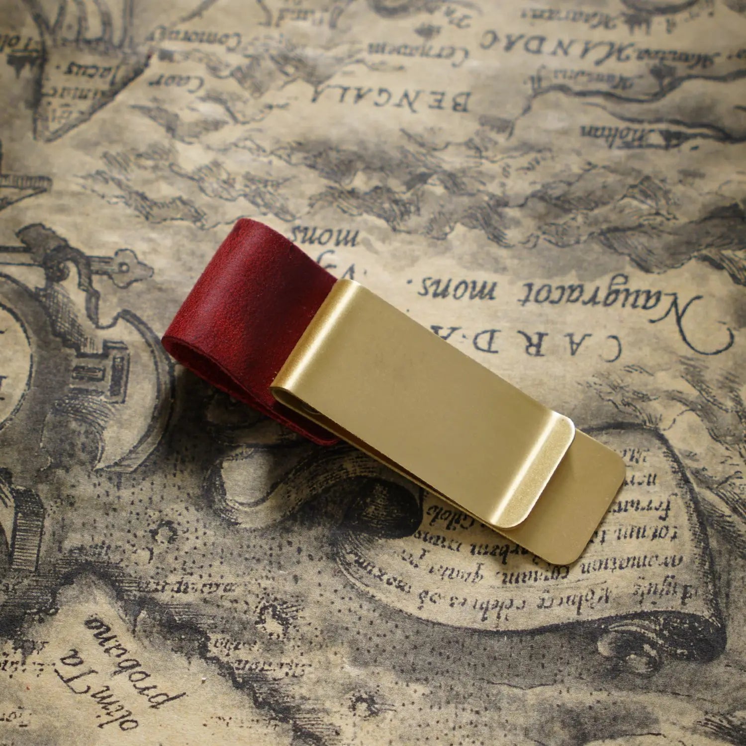 Brass Leather Pen Clip Stainless Steel Cowhide for Traveler's Notebook - Genunine Leather & Metal Notebook Accessory