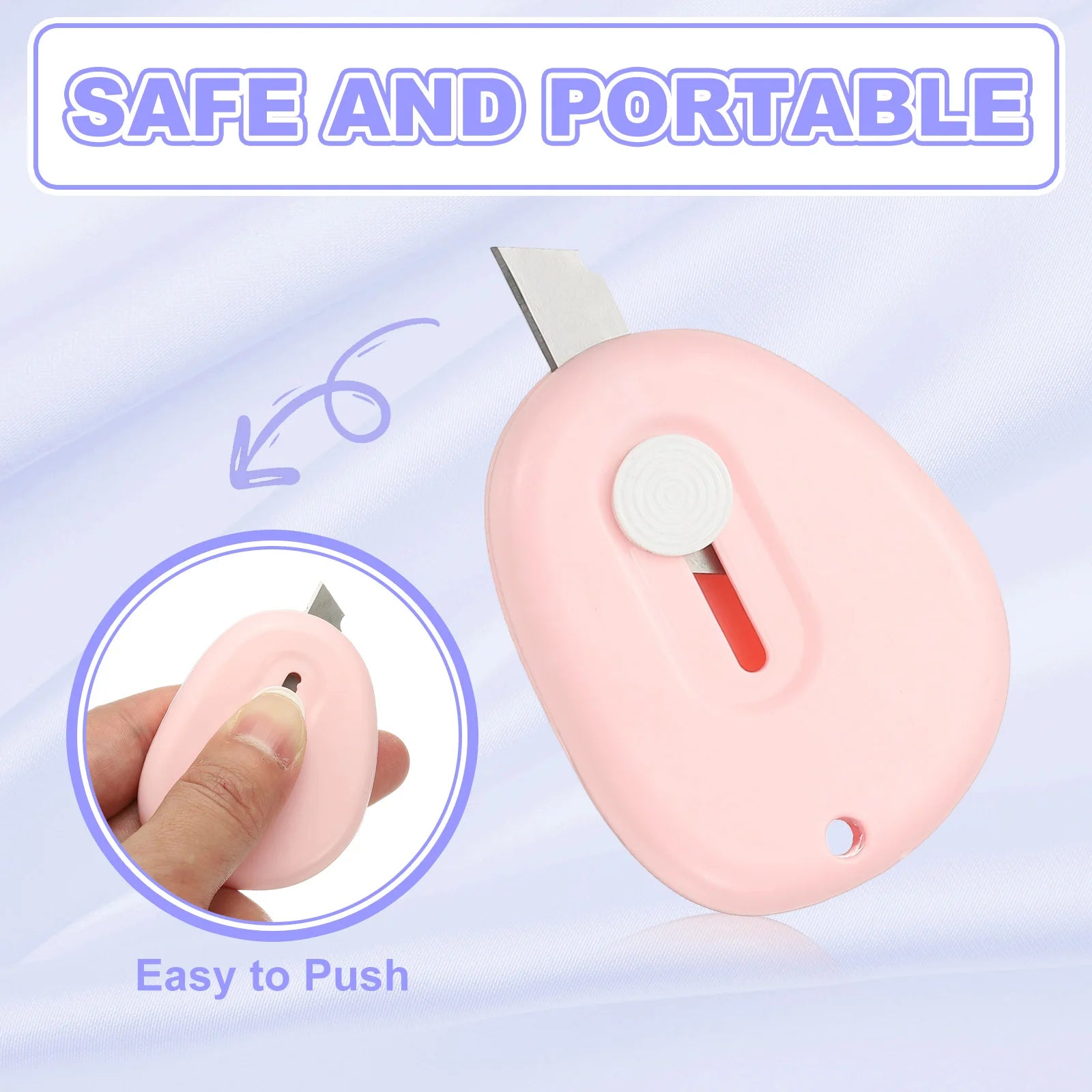 4/8Pcs Mini Box Cutters Retractable Small Utility Knife Portable Cute Letter Envelope Opener with Keychain Hole Office Supplies