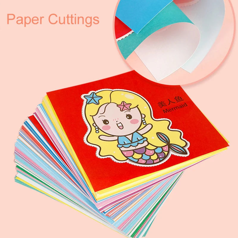 48/96pcs Paper-Cut Set Colored Paper Paper Cuttings Props Cartoon Pattern Paper Cutting Scissor Skills Activity Cutting Book TMZ