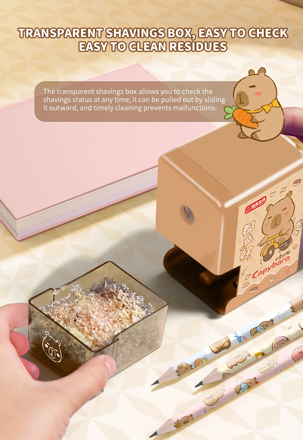 Capybara Pencil Sharpener Fast Sharpening Easy to Use for Kids Students School Office Stationery Cute Anime Merch Kawaii Gift
