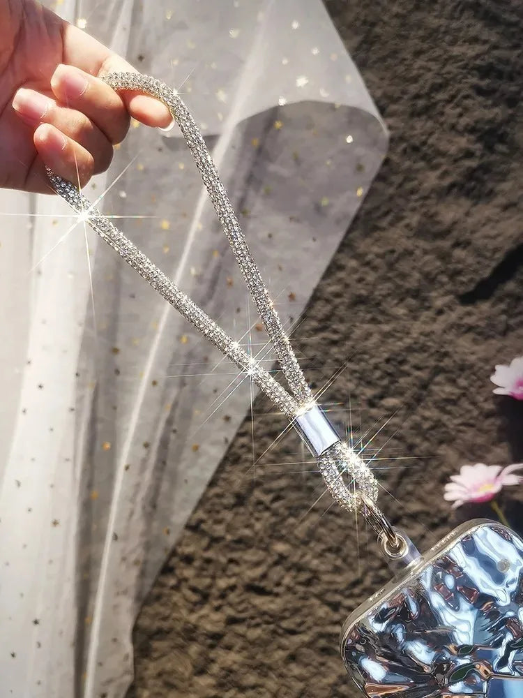 INS Glitter Phone Lanyard Phone Crystal Wrist Straps Keychain Anti-lost Rope Universal Bling Hanging Cord