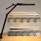 28.2" Large Transformable LED Desk Lamp with Clamp, Architect Ultra Bright 24W Light, Auto Dimming and Sensor Design for Office