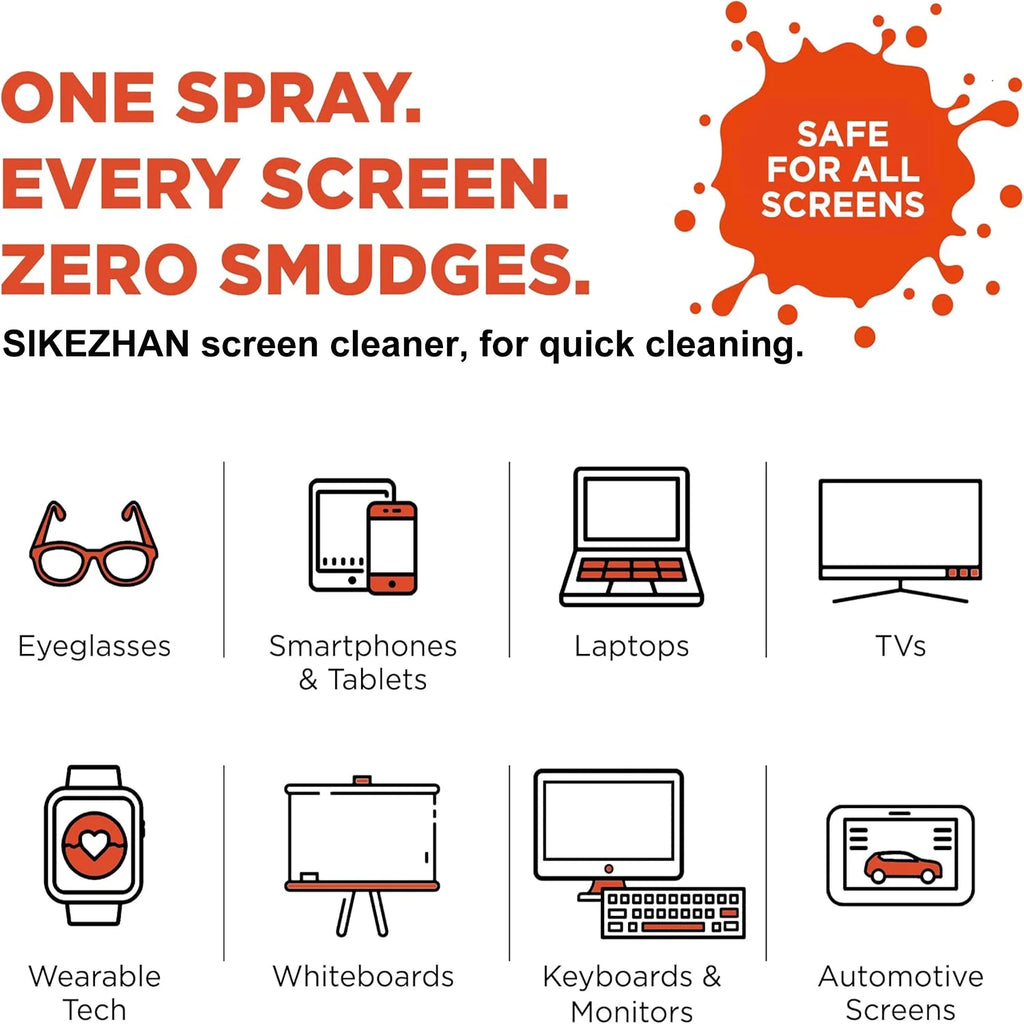 Screen Cleaner Spray Kit Refillable with Microfiber Cloth for iPhone iPad Laptop Glasses Car.Portable Streak-Free Mist 55ml/pc