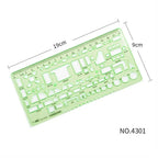 17 Styles Rulers Green Plastic Circles Geometric Template Ruler Stencil Measuring Tool Stationery Students Drawing Curve Ruler
