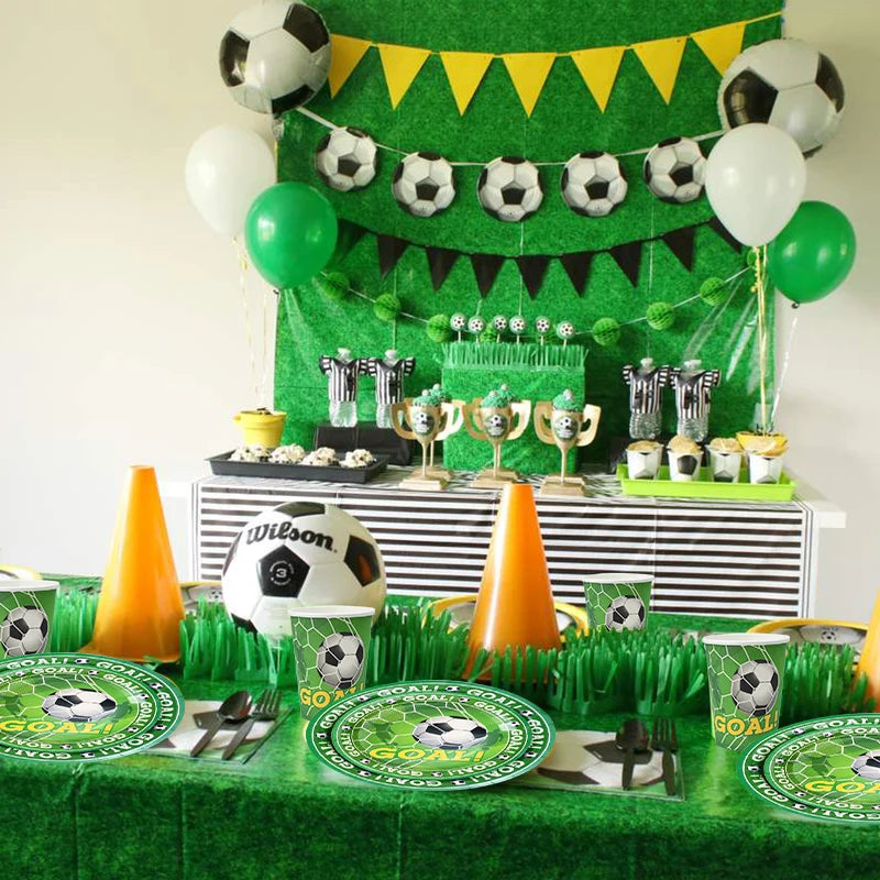 Soccer Party Disposable Tableware Paper Plates Cups Napkins Tablecloth Kids Boys Football Birthday Party Decoration Supplies