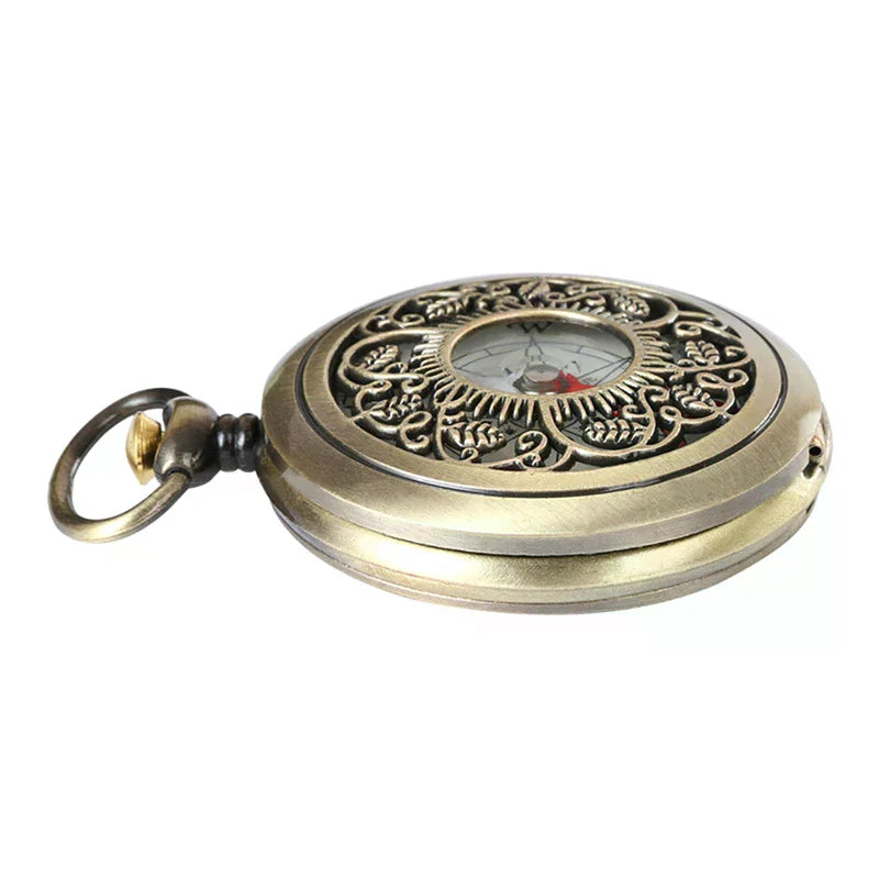 Vintage Bronze Compass Pocket Watch Design Outdoor Hiking Navigation Mountaineering Camping Hiking Portable Flip Compasses