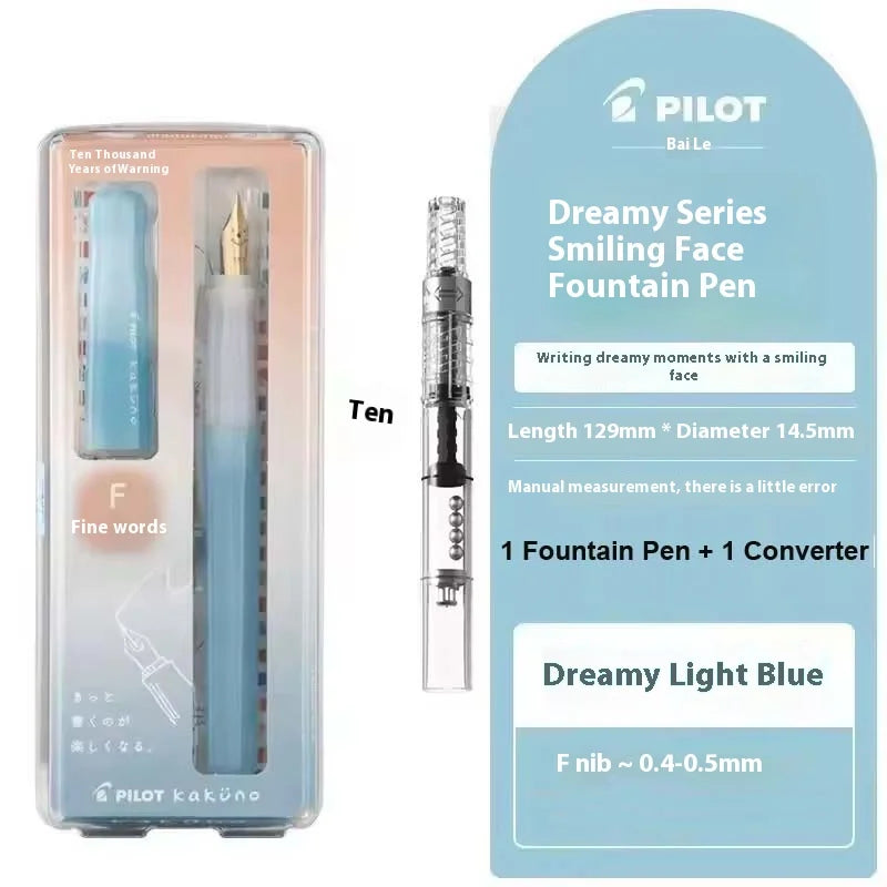 Pilot Kakuno Fountain Pen,Limited Edition Madoromi White (F/M Nib) for Students, Calligraphy& Daily Writing Japanese Stationery