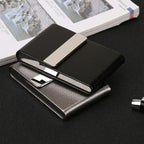 Men Postcard Box Business Multifunction Card Holder Case PU Leather Metal Pocket Holder with Magnetic Shut Cigarette Wallet Case