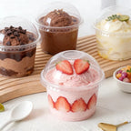 50PCS Disposable Clear Plastic Pudding Cups with Lids Tiramisu Dessert Cupsfor Baking Party Supplies Jelly Yogurt Container