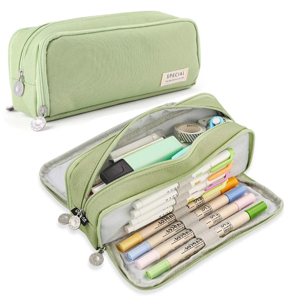 Large Capacity Pencil Case 3 Compartment Multifunctional Pen Bag for Girls Boy School Student Office Stationery Organizer