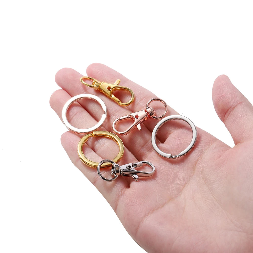 10/20Pcs Swivel Clasps Set Lanyard Snap Hooks with Key Chain Rings Keychain Clip Hooks for DIY Necklace Bracelet Chain Supplies