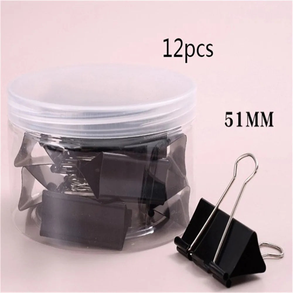 15mm/19mm/25mm/32mm/41mm/51mm Black Metal Binder Clips Long Tail Clip Folder Bookmark Paper Ticket Clip