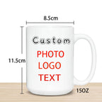 Personalized Your Photo Mug, Custom NAME Logo TEXT Cup, Customize Coffee Mugs, Tea Cups, Mothers Day, Wedding Surprised Gift