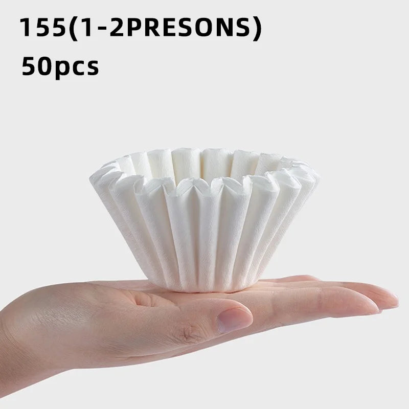 YRP Coffee Filter Papers 50 Sheets 1-2Cups 3-4Cups Paper Filter #155  #185 Pour Over Coffee Dripper & Wave Dripper Barista Tools