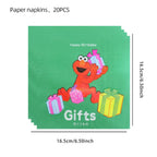 Cartoon SEsame-Streets Birthday Party Set Supplies Kids Disposable Tableware Balloon Cake Topper Banner Plates Decoration
