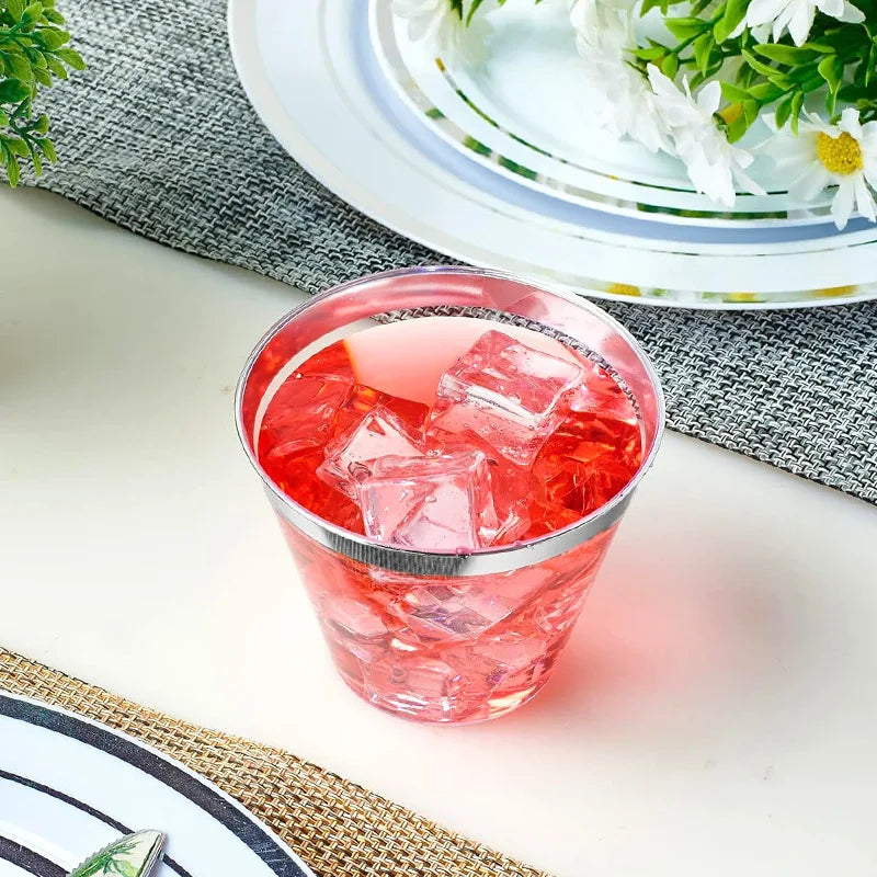 25PCS Disposable Champagne Clear Plastic Cup Outdoor Picnic Cup Drinking Cup for Parties Birthdays Weddings Cocktail Party