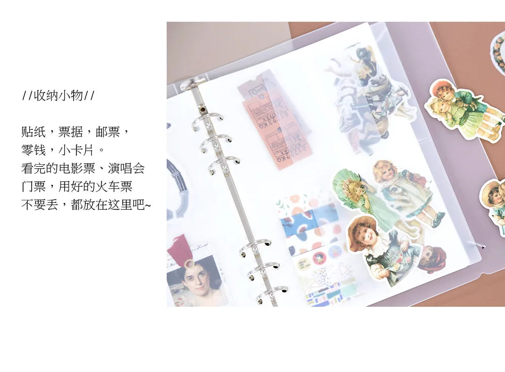 A5A6  5Pcs Binder Zipper Folders For 6-Ring Notebook Binder Transparent Loose Leaf Document Filing Bags