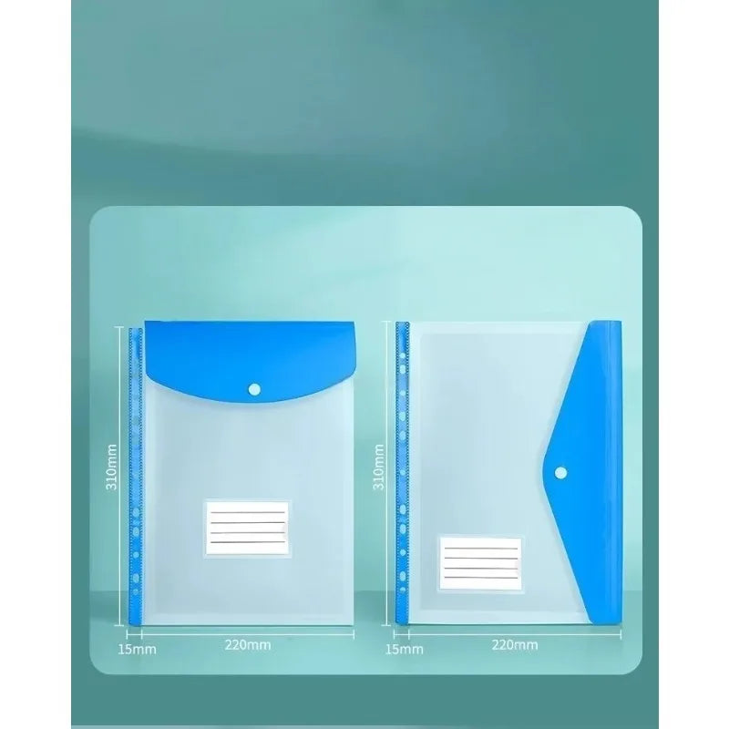 Pack of 6 A4 Plastic Covers with 11 Holes Adhesive Closure Compatible with 2/3/4 Rings for School And Office Supplies