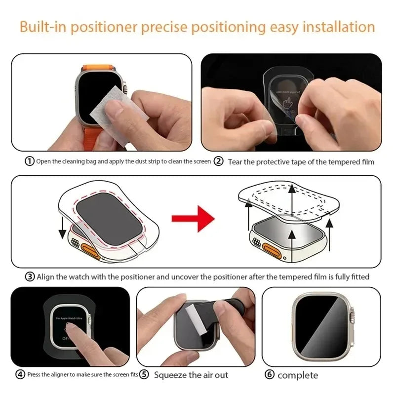 Tempered Glass for Apple Watch Ultra2/3 49mm Anti-Scratch Screen Protector for IWatch Ultra Seconds Installation Protective Film