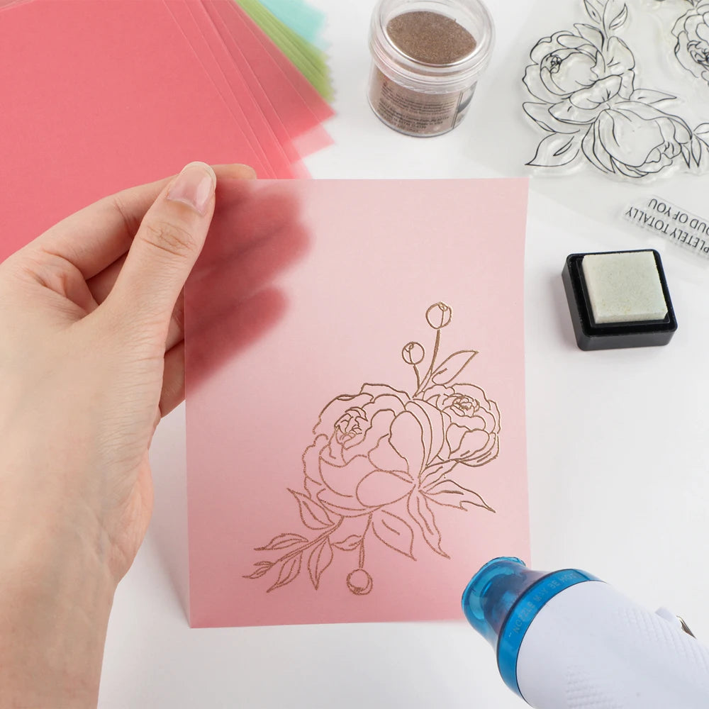 Colored Frosted Smooth Vellum Paper Sheets 4.25x5.5inch Heat Resistant Pearled Gold/Silver See-Through Paper for Crafts Tracing