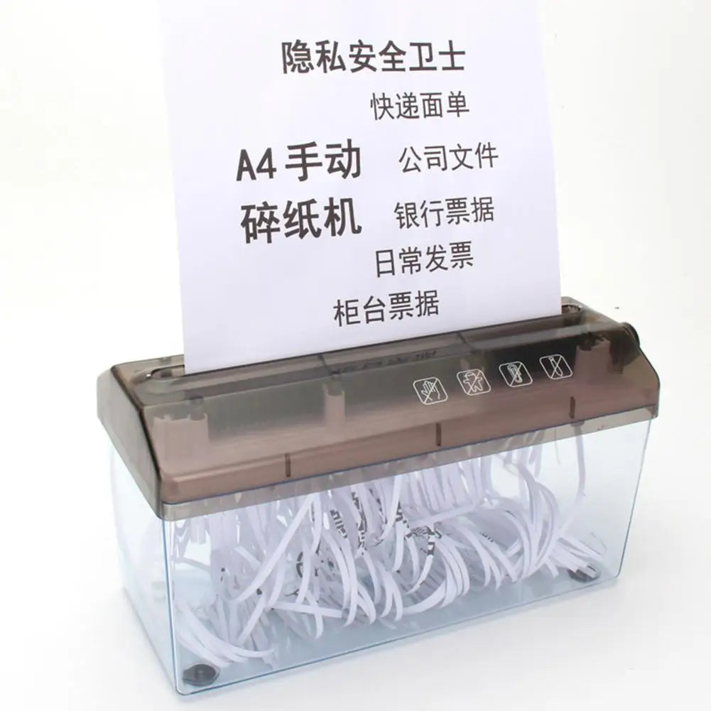 Paper Shredder Non-electric Paper Shredder A4 Paper Hand Shredder Strip Cut 3mm Portable Document Cutter Home Office Desktop