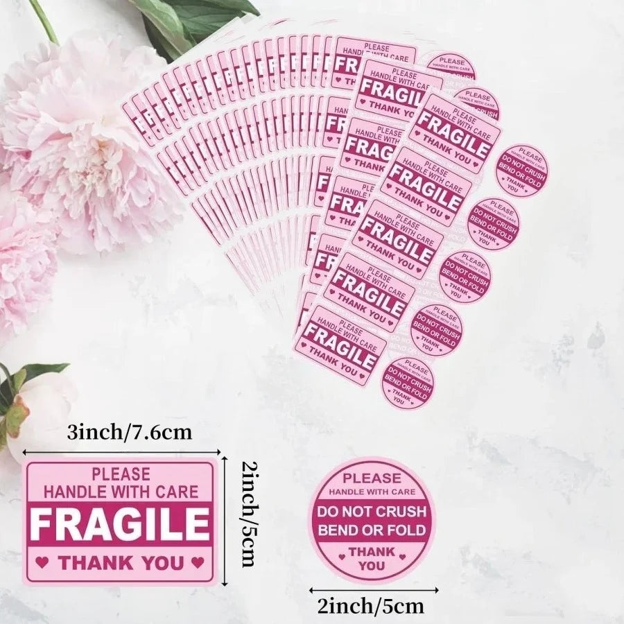 100PCS Fragile Stickers Self Adhesive Shipping Labels Warning Decals for Breakable Goods Transport