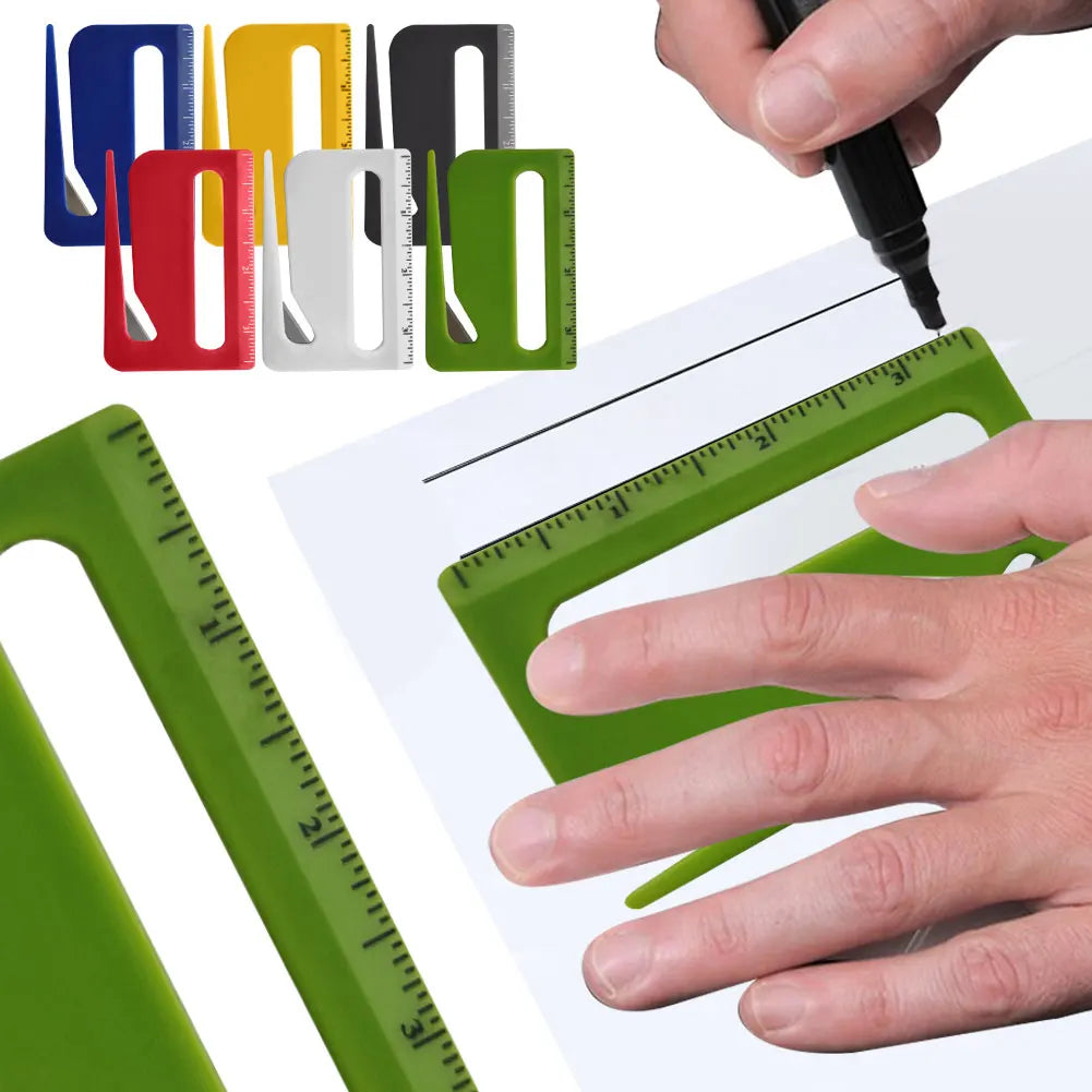 1Pc Plastic Letter Opener With Ruler Envelope Mail Slitter With Razors Wrapping Cutter Opener With Pointed End, Magnifying Glass