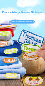 Custom Thermal Embroidery Iron Name Tag Sticker Personalized Washable Sewing Clothing Children Stickers Clothes Babysuit Labels