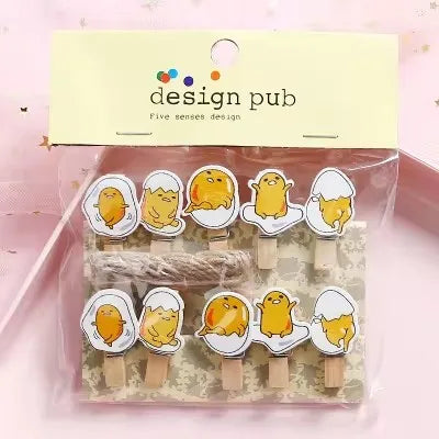 10 Pcs/Lot Creative Cartoon Animal Wooden Clip With Hemp Rope Photo Paper Clothespin Craft Clips Party Decoration Clip