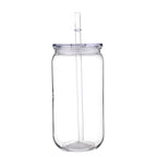 16oz Colorful Lid Transpare Plastic Cup with Lids And Straws Replacement Lids for Can Shaped  Iced Coffee Cups Cute Tumbler Cup