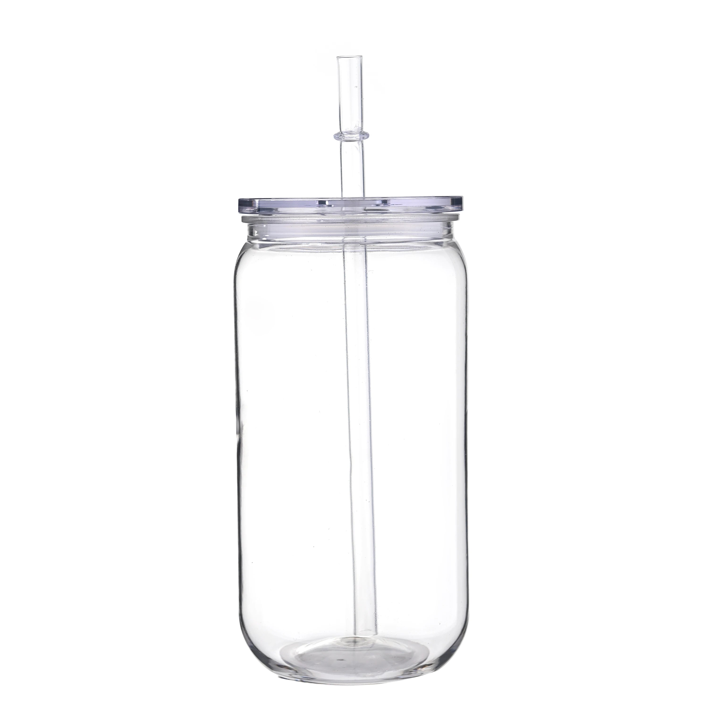 16oz Colorful Lid Transpare Plastic Cup with Lids And Straws Replacement Lids for Can Shaped  Iced Coffee Cups Cute Tumbler Cup
