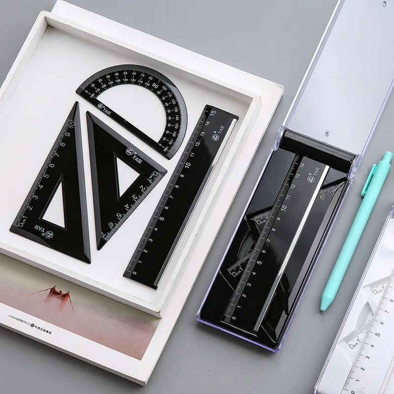 4pcs Metal Ruler Set - 6 Colors Maths and Drawing Tools, Drafting Rulers for Students and Designers