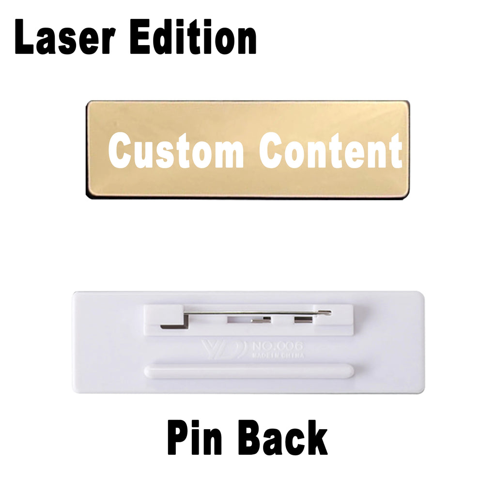 Stainless Steel Custom Name Tag with Pin Clip - Engraved Personalized Work Badge Business Identification Metal ID Name Plate