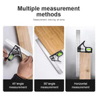 Adjustable Sliding Combination Square Ruler, Metal Ruler Framing Square T Ruler Carpentry Woodworking Measure Tools