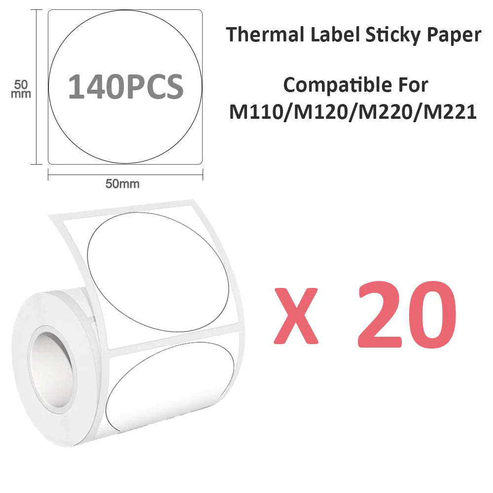 50x50mm Waterproof Thermal Stickers Compatible M110 Printer, Fade-Resistant Address Labels for Shipping & Retail Shelf Tags