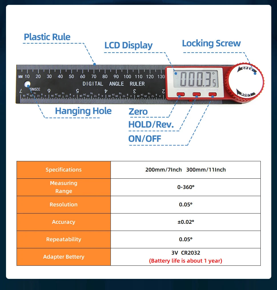 Protractor Digital Goniometer Electronic Digital Angle Gauge Angle Finder Metal Angle Ruler Digital Angel Meter Carpentry Tools