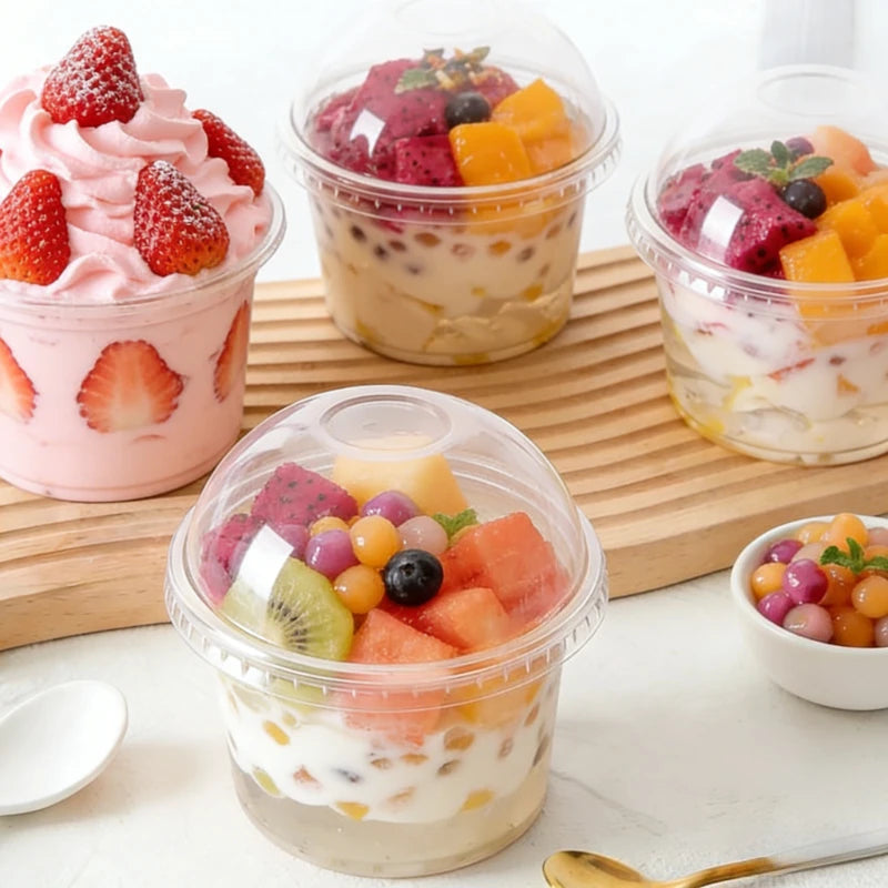 50PCS Disposable Clear Plastic Pudding Cups with Lids Tiramisu Dessert Cupsfor Baking Party Supplies Jelly Yogurt Container