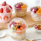 50PCS Disposable Clear Plastic Pudding Cups with Lids Tiramisu Dessert Cupsfor Baking Party Supplies Jelly Yogurt Container