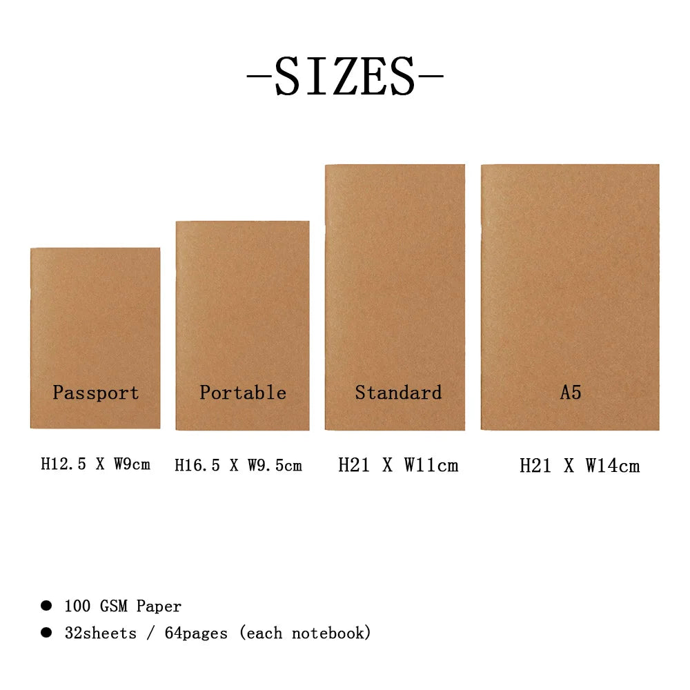 5pcs/lot Replace Note Books 100GSM Journal Inner Paper 4 Sizes 64 Pages Inserts Blank Grid Lineds A5 Notebooks Back to School