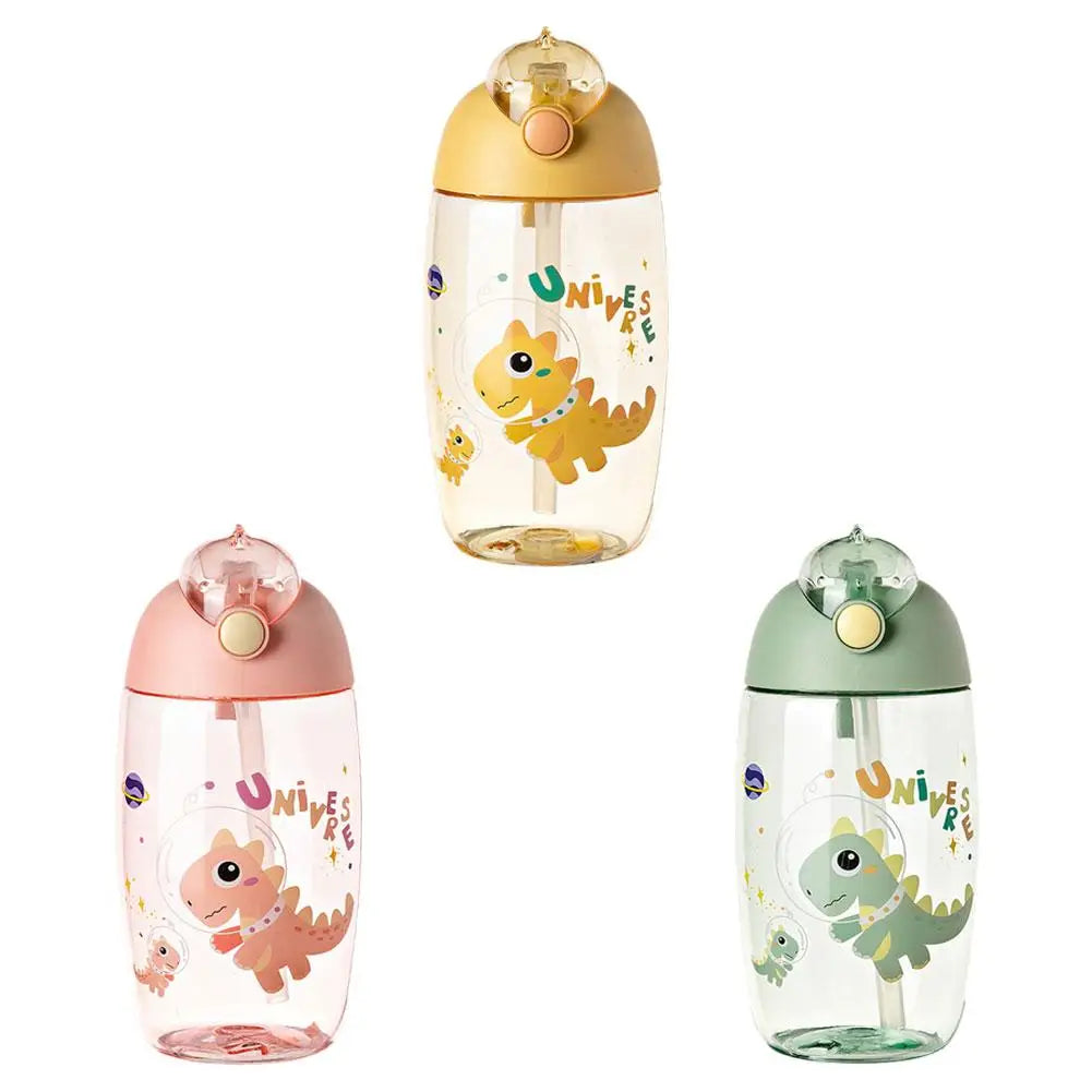 500ml Children's Dinosaur Water Bottle With Silicone Straw Leak Proof Plastic Water Bottle Summer Children's Water Cup