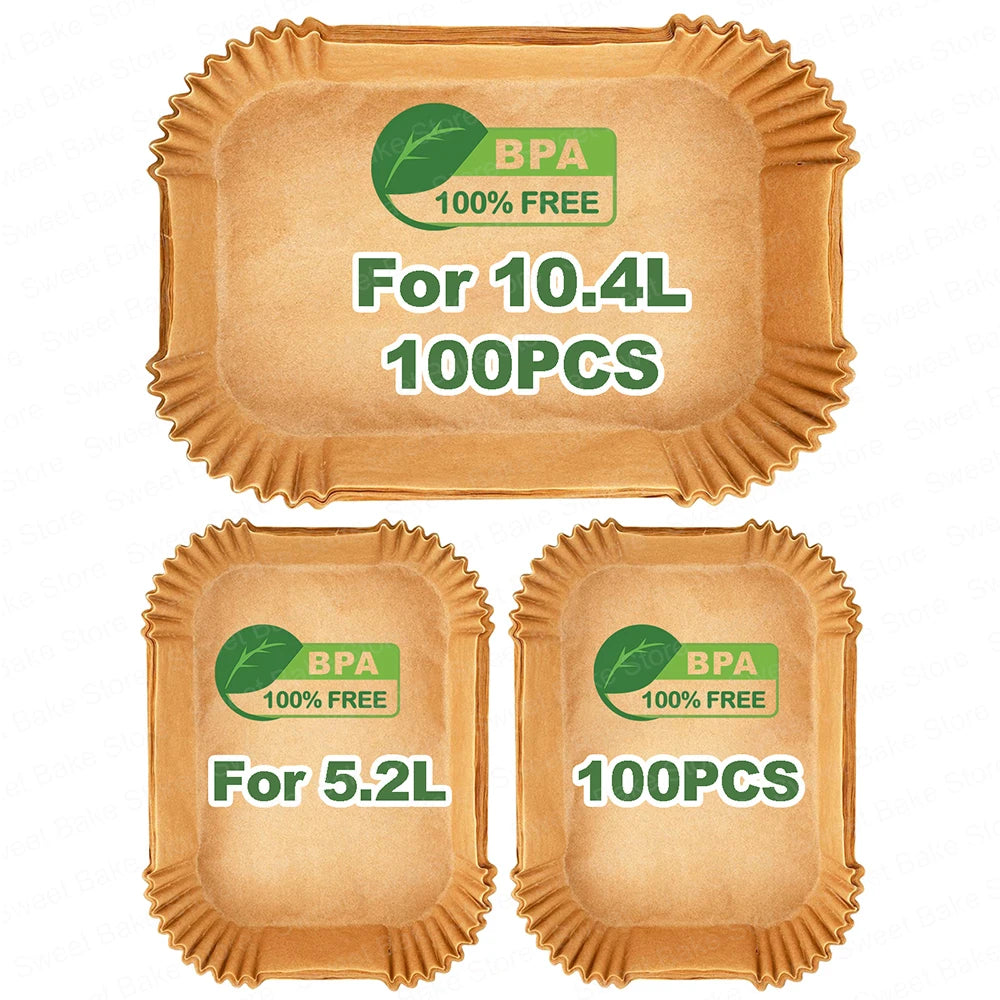 5.2/10.4L Air Fryer Large DualZone Parchment Paper Liners for Ninja AF500EU AF500EUCP Cecotec 9000, Air Fryer Baking Accessories