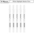 5Pcs White Manga Marker Pens Set 0.8mm Permanent Ink Waterproof Art Brush Pen for Scrapbooking Black Paper Drawing Tire Pen