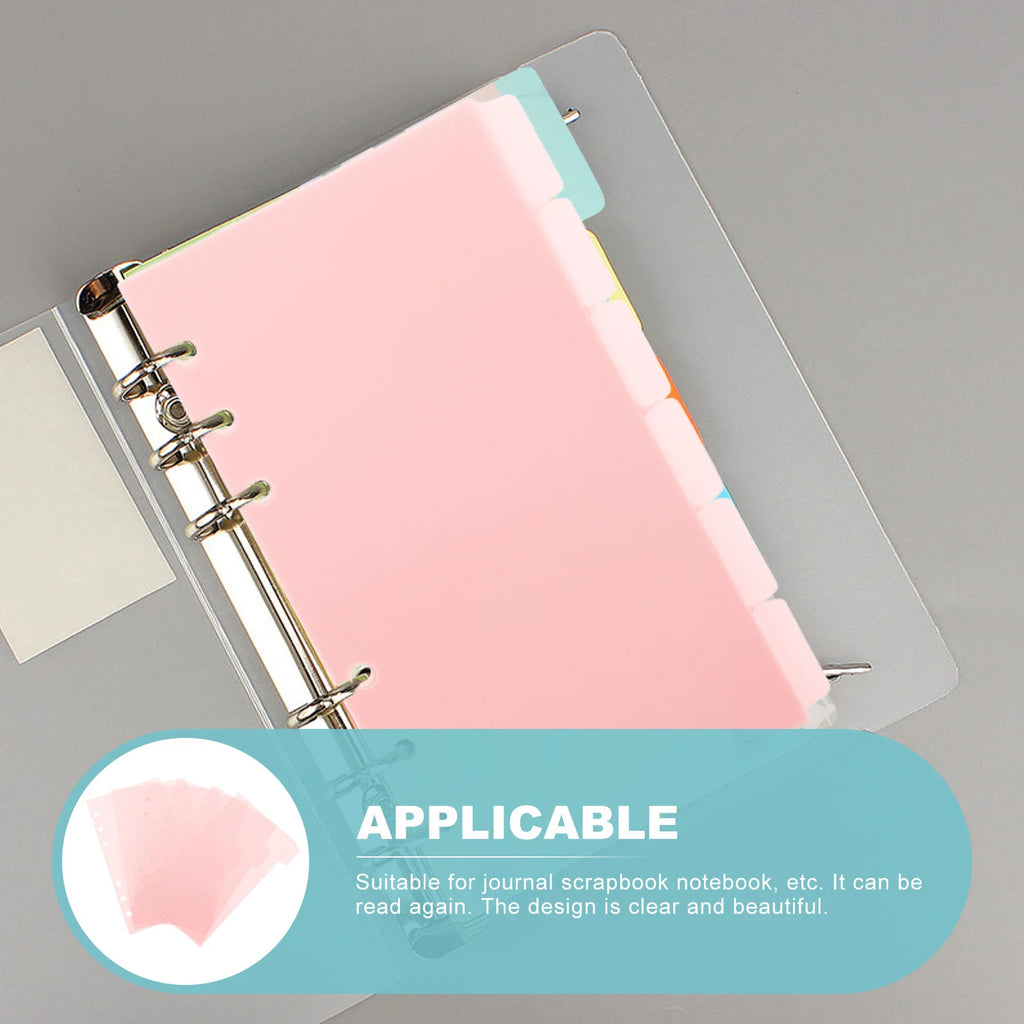 A6 Index Dividers For Binder Notepad Page Separator Sheet Organizers Tabs Plastic Divider Notebook Supplies Binder Index