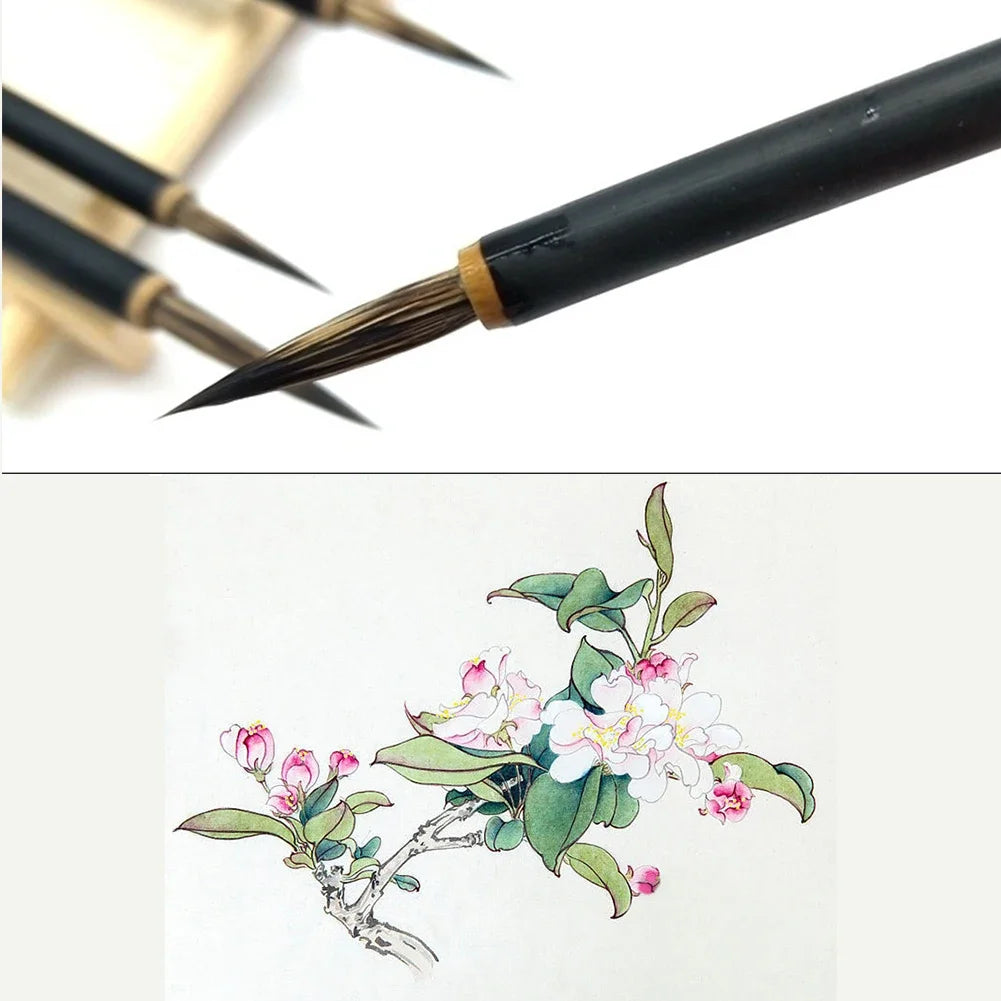 3pcs/set Hook Line Fine Paint Brush Copper Head Chinese Calligraphy Brush Pen Paint Brush Art Stationary Oil Painting Brush