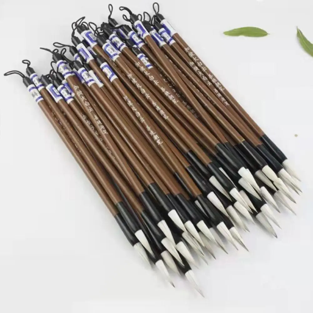 10PCS Traditional Chinese Writing Brush White Clouds Writing Pen Calligraphy Supplies Bamboo Wolf's Hair Writing Brush